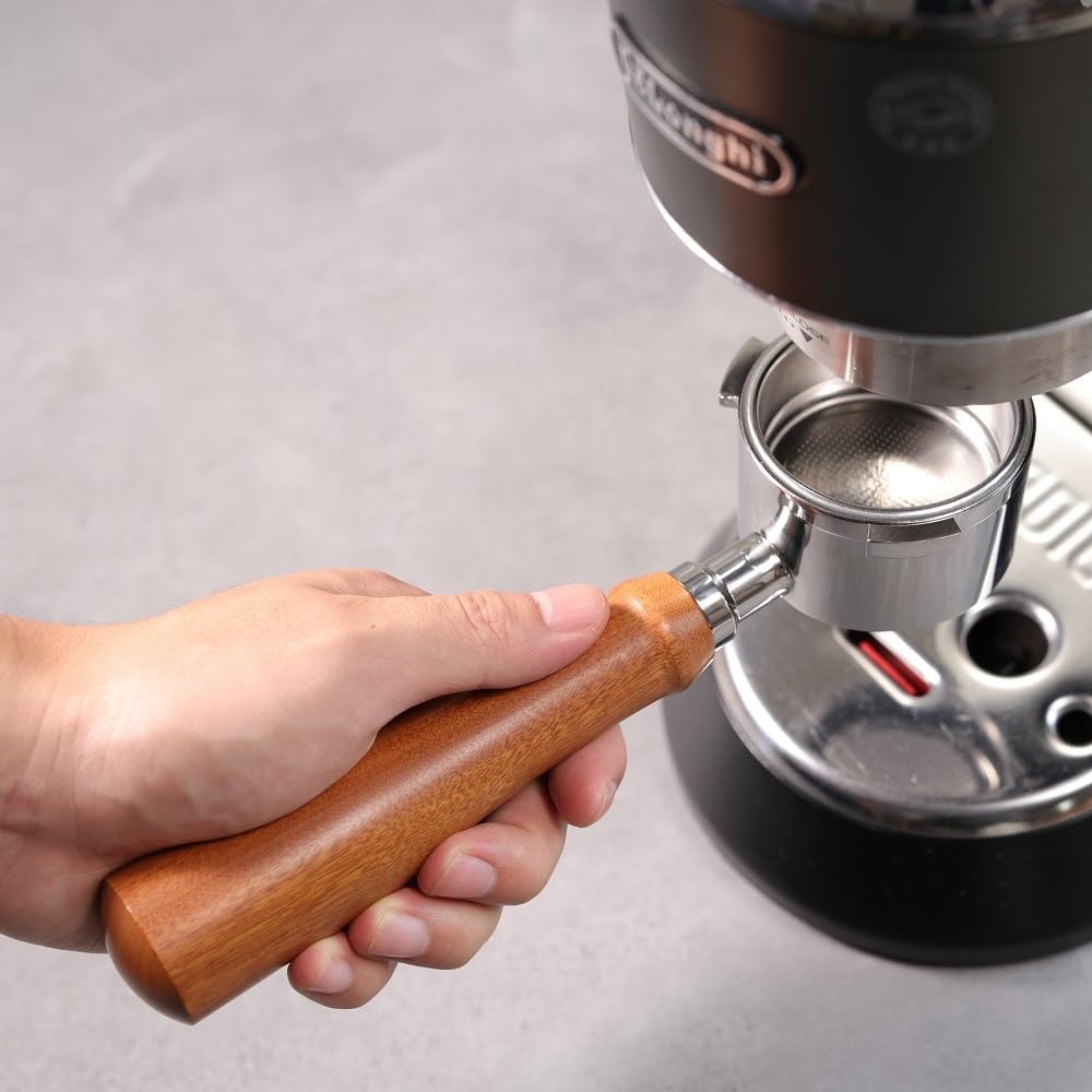 51mm Bottomless Portafilter 3 ears Only for Delonghi Dedica EC680/EC685/EC785/EC820/EC850/EC860 | with Filter Basket and Wooden Handle