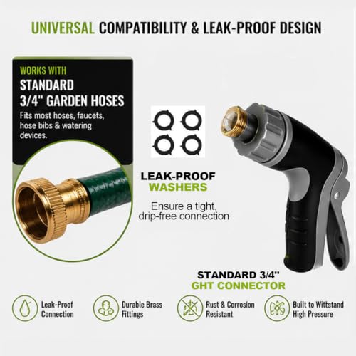 2026 Portable High Pressure Hose Nozzle with Foam Cannon Fits 3/4" Garden Hose,9.8" Wand,Locking Trigger for Car Washing,Pet Rinsing,Garden Watering & Outdoor Cleaning by BUQX - Used condition - Image 5