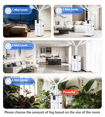 30L/7.93Gal Commercial Humidifier for Large Room 4200 sq ft, 3000mL/H Whole House Humidifiers with Supersized Cool Mist,Quiet Humidifiers for Bedroom, Home,Office, Plants, Warehouse - Image 5