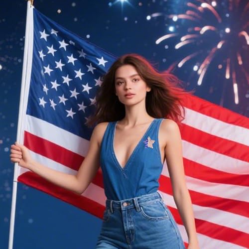 Image of American Flag Brooch Pin for Men Women Rhinestone Crystal Elephant Commemorates Brooch Pin American Independence Day Brooch for Men
