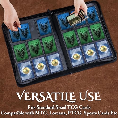 Image of Star Mage Trading Card Binder - 9 Pocket Ringless TCG Binder - Premium 3D PU-Leather - 432 Side-Loading Pockets - Perfect Storage Holder for MTG, and Many TCG & Trading Card Collections (Red Jewel)