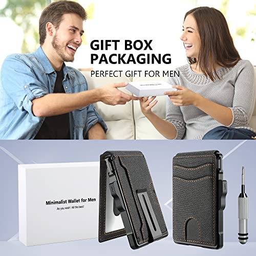 Image of umoven Wallet for Men - with Money Clip Slim Leather Slots Credit Card Holder RFID Blocking Bifold Minimalist Wallet