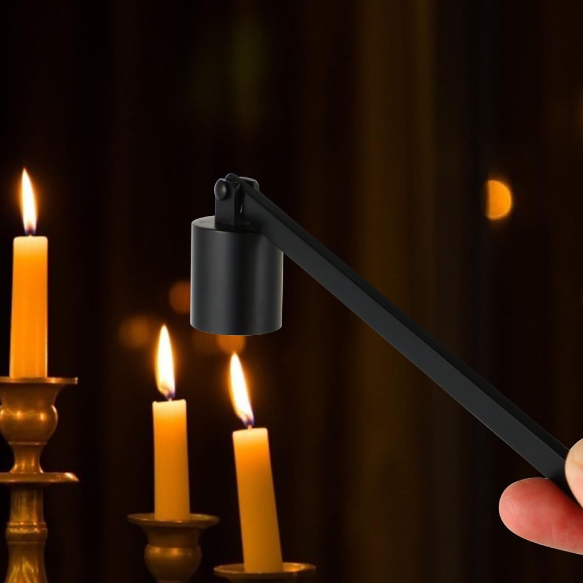 HOODANCOS 2Pcs Portable Candle Extinguishers Elegant Design Snuffers with Long Handle for Safe Wick Extinguishing Aromatherapy Supplies for Home Weddings and Parties