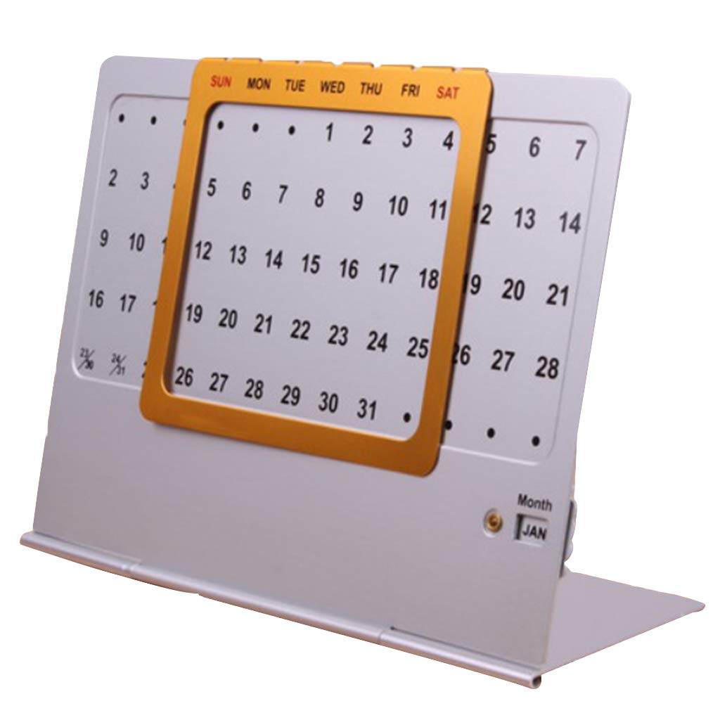 Baosity Aluminum Hand Slide Perpetual Calendar Reusable Office Home Desk Decoration