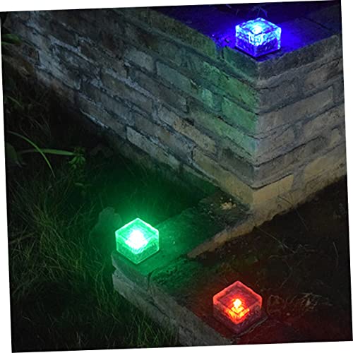 Osaladi 4Pcs Exterior Solar Powered Lights Decorative Outdoor Solar Lights Solar Landscape Lights Square Led Solar Lights Glass Light Glass Blocks Recessed Glass Blocks Led Glass Lawn Lamp #TOP7