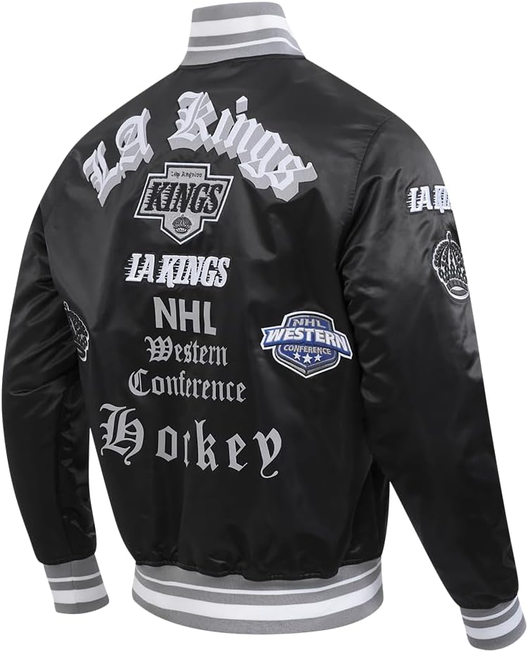 Pro Standard Mens NHL Old English Satin Jacket - Image 5