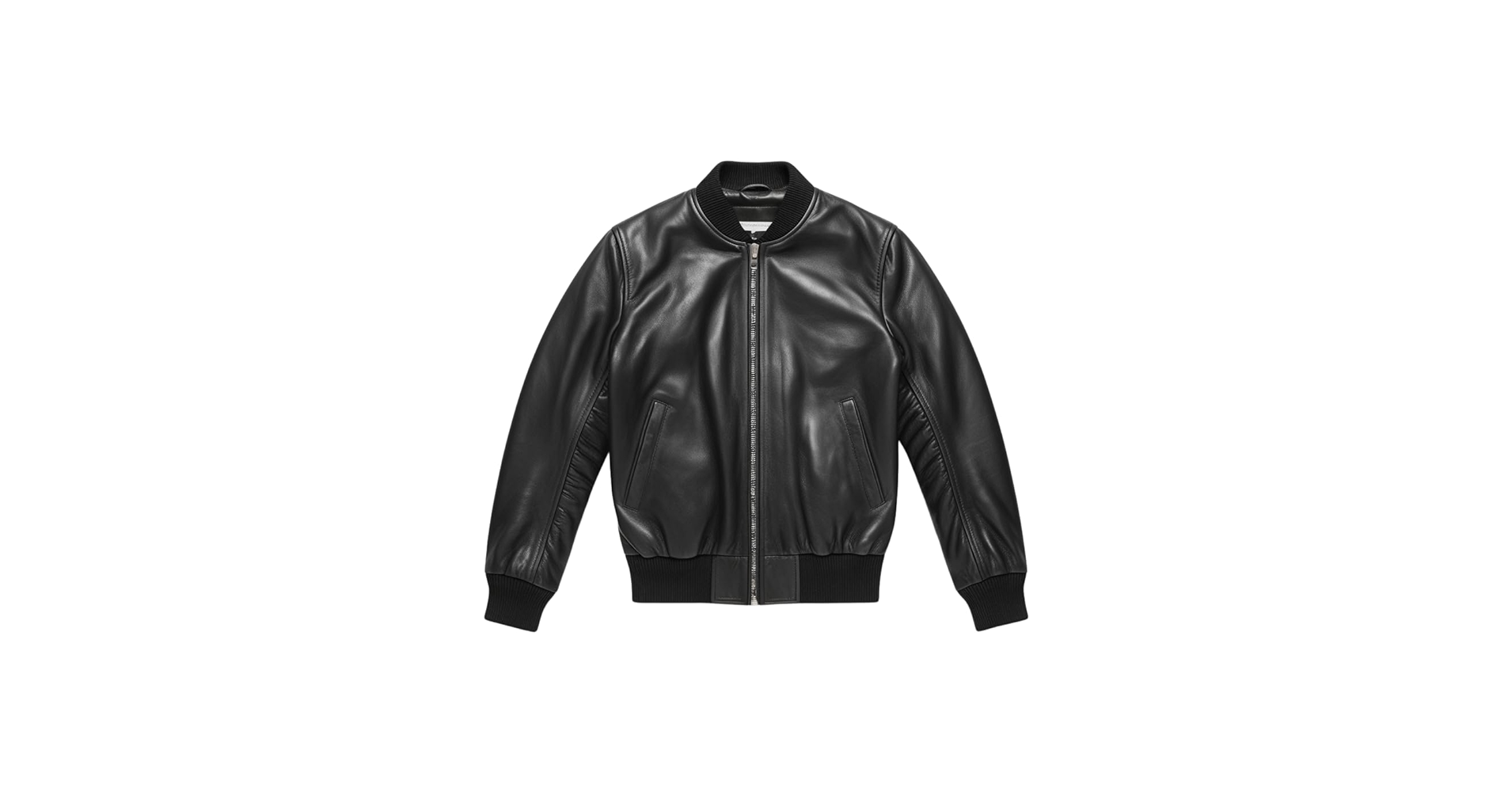 Men's Leather Bomber Jacket, Black, Zip Front (US, Alpha, X