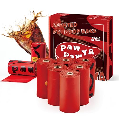 Certified Compostable ASTM D6400, OK Compost Dog Poop Bags 120 Count, Waste Bag Rolls for Pets, Coke Scented Poop bags 8 Rolls, Strong Leak Proof Landfirll Friendly Poop Bags for Dogs -  PawPawYA, PB8R-CK