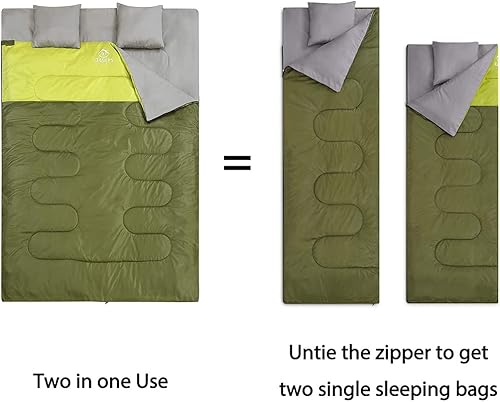 Miniatura 3 de oaskys Double Sleeping Bag for Adults with 2 Pillows - Queen Size XL Waterproof Sleeping Bag for All Season Camping Hiking Backpacking 2 Person