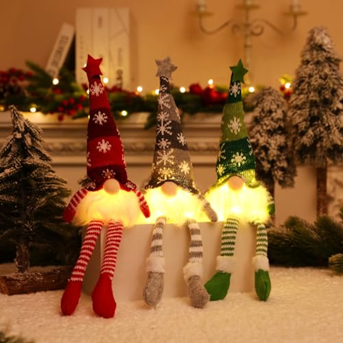 Ferakum Weihnachts Wichtel Deko, 3 Stück Weihnachten Deko Leuchtende...