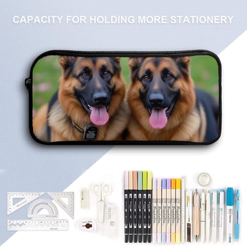 Travel Backpack Set, 17 Inch College Backpack with Thermal Lunch Bag Colorful Cute Pet German Shepherd Dog Pencil Pouch Casual Bookbag Insulated Meal Bag4
