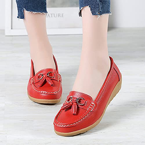 Image of Shoes Loafers for Women Classic Leather Loafers Casual Slip-On Boat Shoes ComfortWalking Moccasins Soft Sole Shoes