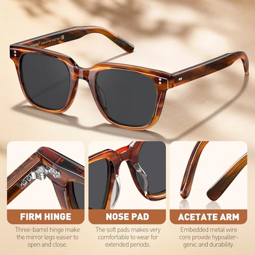 Image of AVAWAY Polarized Sunglasses for Men UV Protection, Square Acetate Frame Outdoor Driving Sun Glasses