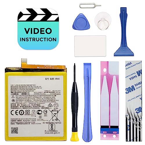 GREEN FUSION Only for Moto One Vision & Moto One Action Battery Replacement, with Video Tutorial, KR40 Battery for Moto One Vision & Moto One Action, with Repair Toolkit