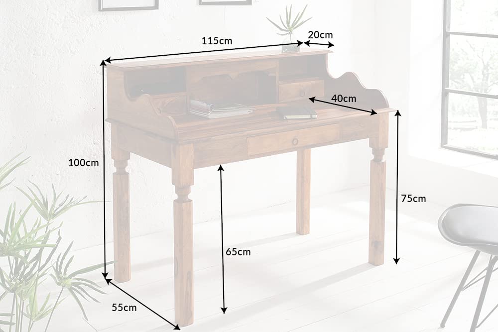 Massiver Schreibtisch NILAY 115cm Palisander Sekretär Sheesham