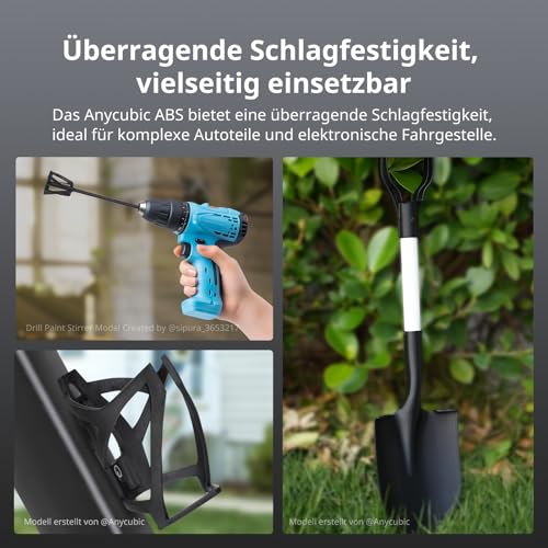 ANYCUBIC ABS Filament 1,75mm, 3D Drucker Filament für Starke und Llanglebige Komponenten, Hoch Temperaturbeständiges, Intelligente Identifikation 1KG Schwarz – Bild 5