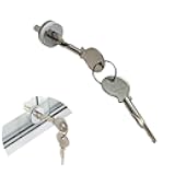 Sliding Glass Door Lock with 2 Keys, Glass Display Case Lock for Museum Cabinet, Curio, Bookcase, Adjustable Locking Latch Fits Glasses Thickness 0.12