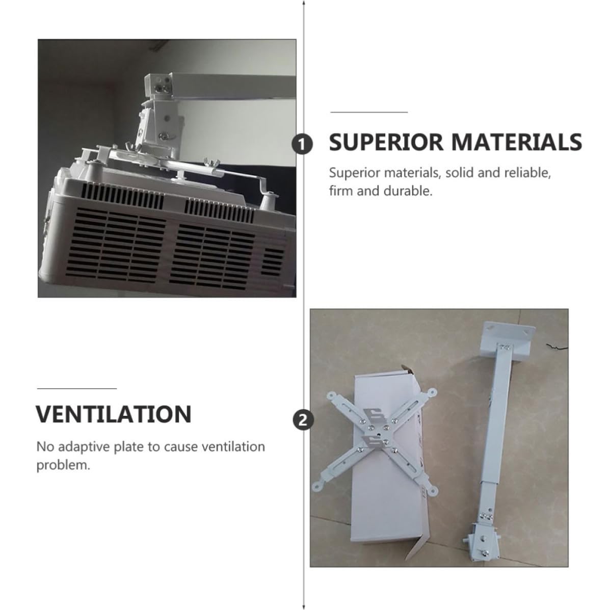 Supporto per Proiettore Regolabile 40-65cm in Acciaio al Carbonio Bianco