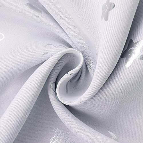 Image of BGment Nursery Curtains for Kids Room, Star and Moon Room Darkening Curtains for Girls Boys Bedroom, BlackoutThermal Insulated Decoration Window Grommet Curtains, 2 Panels, 42 x 72 Inch, Greyish White