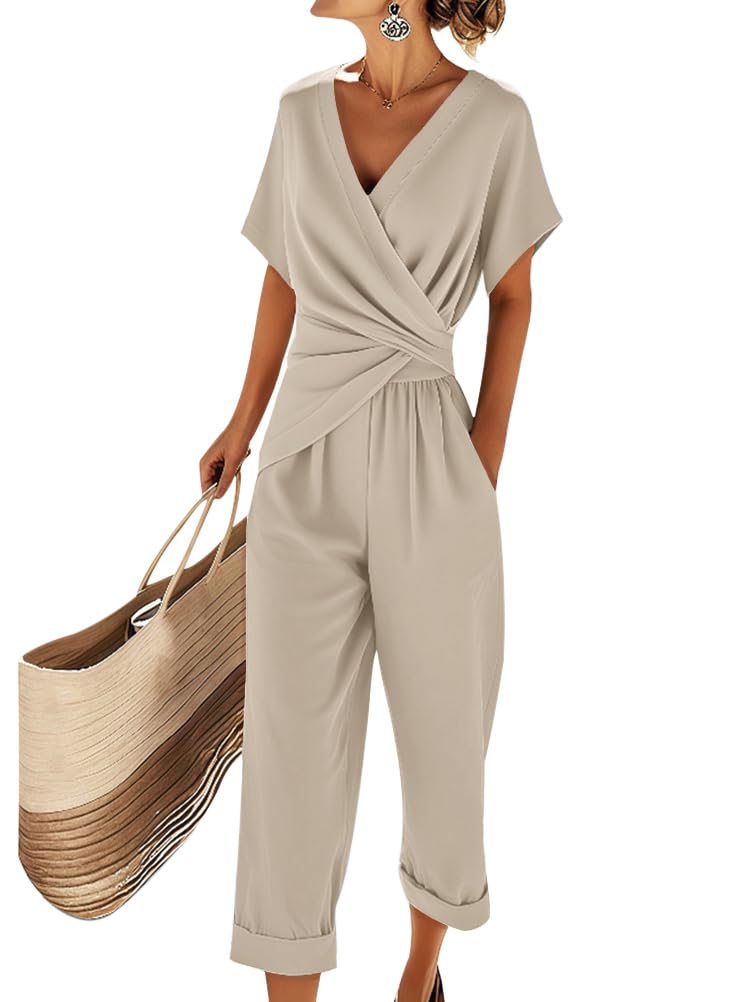 shownicer Damen Zweiteiler Outfits Elegant Sommer 2 Teiler Kurzarm Top Und Hose Freizeitanzug Casual Zweiteiler