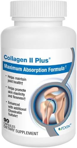 Roex Vitaminas | Colágeno II Plus | Cápsulas vegetales | Orgánico | Salud de las articulaciones | Antienvejecimiento | 90 unidades