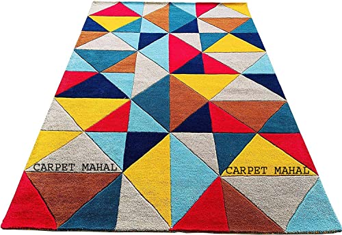 Image of Carpet Mahal Export Quality Tuffted Pure Woollen Carpet for Living Room Bedroom Size 4 x 6 feet (120X180 Cm) Color-Multi