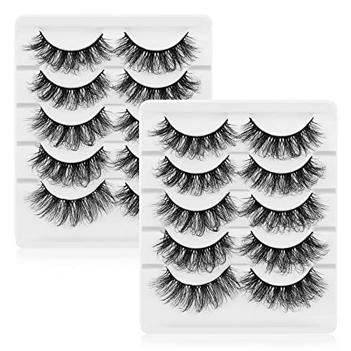 Sibba Multi-layered 5D Lashes False Eyelashes 10 works Dramatic 20 mm Faux Mink Fake Lashes Pack Wispy Long Thick High Crossed Volume Fluffy Eyelash Extension Strip Eye Makeup - Image 2