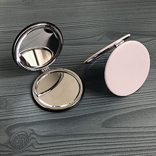 Zcooooool Makeup Mirror,Round Folding Mirror 8 Cm, Professional Double-Sided Make Up Mirror (One Side Enlarged,The Other Side Normal) Pu Surface Mirror Pocket Mirror Handbag Mirror Compact Mirror #TOP7
