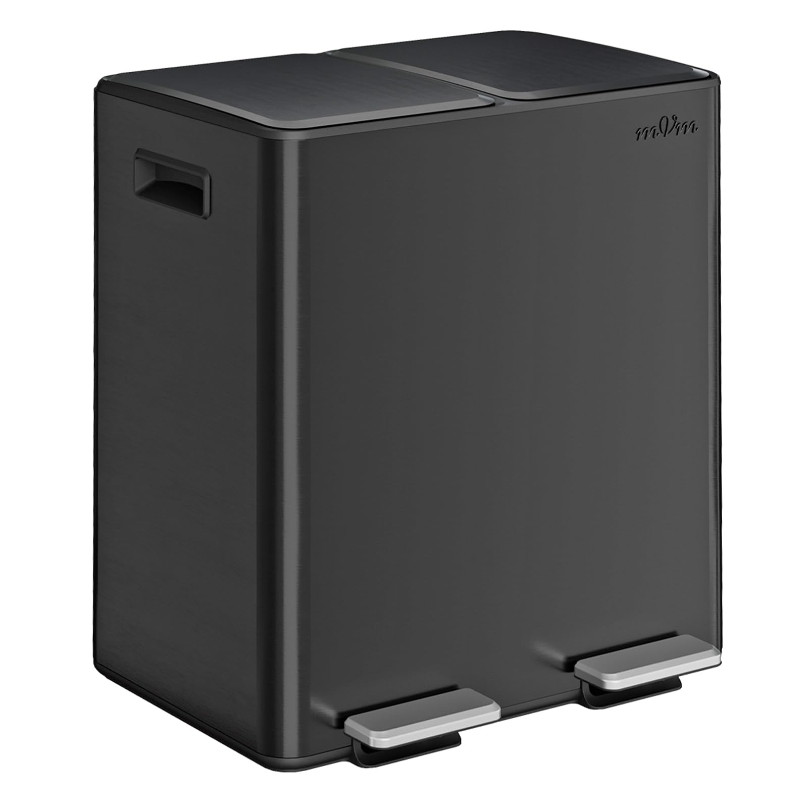 mVm Mülleimer Küche,40 Liter Treteimer,2 x 20 Liter Treteimer, 2 Fächer, Mülltrennsystem, Abfalleimer Küche mit Inneneimer aus Kunststoff,Metall,Klappdeckel, Softclose, Luftdicht