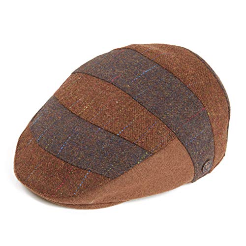 DASMARCA Casquette Plate à Rayures à empiècements ajustés en Laine Tweed pour Homme Ross Cabbie - Noyer XL Cover