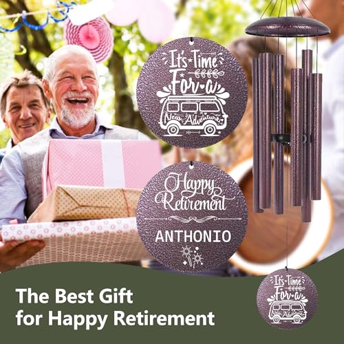 Image of ASTARIN Personalized Retirement Gifts 36 inch Wind Chimes for Women Man 2025, Happy Retirement Gift Going Away Farewell Gifts for Teacher Coworkers Mom Dad Nurse Boss