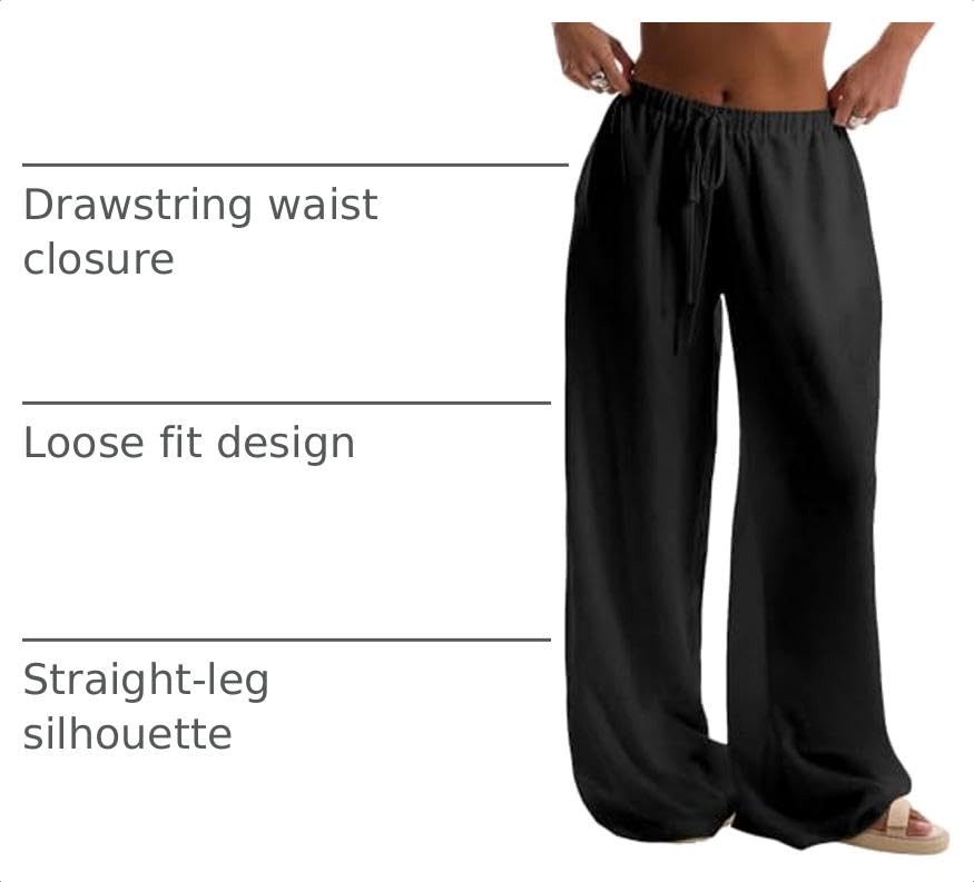 Image of RoseSeek Women's Wide Leg Linen Pants Mesh Beach Cover Up Vacation Outfits