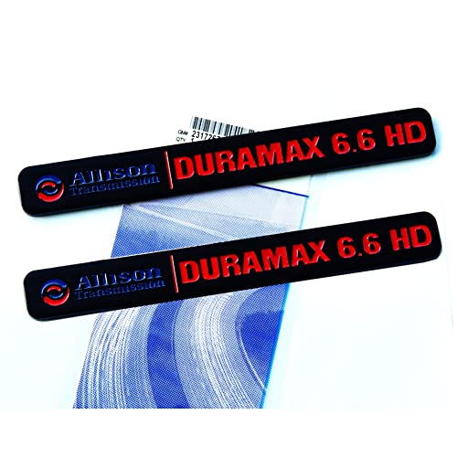 Image of Yoaoo 2Pack OEM Allison Transmission 6.6Hd 6.6 Hd Vortec Badge Emblems Compatible with 2500Hd 3500Hd Silverado Sierra (Black Red)