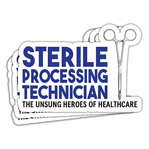 HOSALA (3in - 3Pcs) Sterile Processing Technician The Unsung Heroes of Healthcare Stickers Funny Sterile Processing Tech Stickers Sterile Processing Technician Gifts Decoration Helmet Bumper