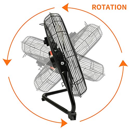 Aain(R Aa010 20'' High Velocity Floor Fan, 6000 Cfm Industrial Metal Fans For Industrial Garage Shop, 3 Speed Settings, Black #TOP1