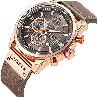 Men's Leather Strap Military Watches Men's Chronograph Waterproof Sport Wrist Date Quartz Wristwatch Gifts