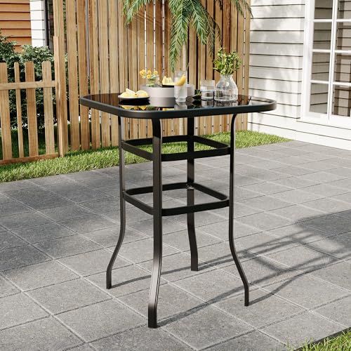 Reljofum Patio Bar Height Table, Metal Frame Patio Bar Table