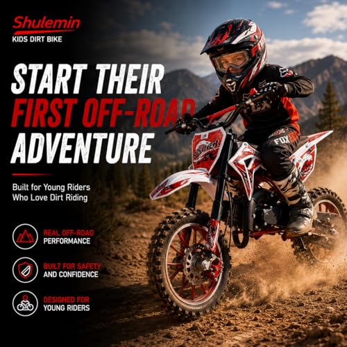 Image of Kids Dirt Bike, Gas Motocross 49cc 2-Stroke Off Road Mini Motorcycle Pocket Motorbike Teenager Gas Motorcycle Racing Max Speed 40KM /H Birthday for Children Boys Girls Red