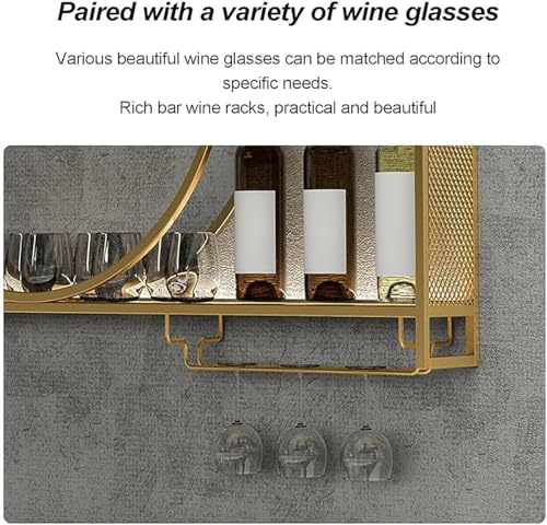 Wine bar da parete con ripiani galleggianti – Scaffale multifunzionale in ferro per champagne da cucina sala da pranzo o armadio espositore – ideale per gli appassionati di vino e decorazione della
