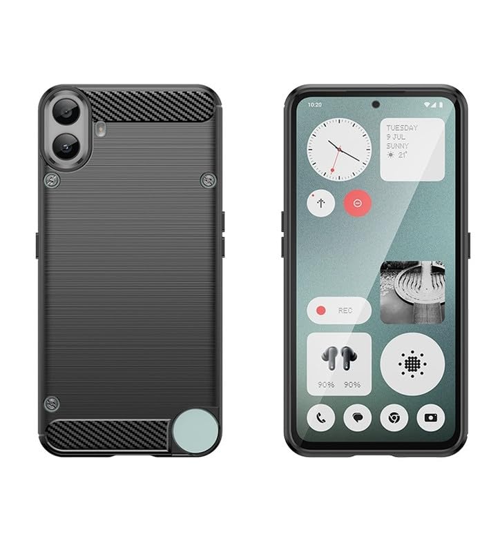Image of NPRC Hybrid Ultra Slim Protective Case TPU Non-Slip Carbon Fiber Texture Shockproof Case Cover for CMF Phone 1 - Black