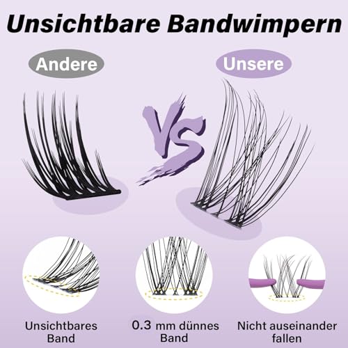 B&Q Lashes Extension Set 144PCS Unsichtbares Band Lash Clusters 8-16MIX Unsichtbare Wimpern Extensions Set 7 tage halt Venus Style D curl Lazy Girl Wimpern Set(Venus 8-16mix)