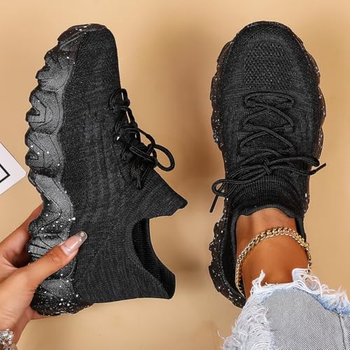Geerta Women's Summer 2025 Fashion Sportive Plain Color Lace Up Sneakers, Casual Comfortable Sports Low Top Trendy Mesh Breathable Shoes for Daily Life2