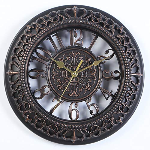 MYSdd Creative Round Retro Kitchen Bedroom Office Mute Decorative Wall Clock - A
