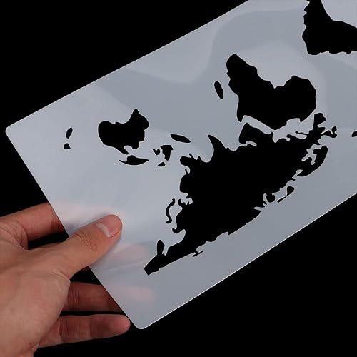 Miniatura 6 de Plantilla de pastel de diseño de mapa mundial, plantilla de plástico hueco de impresión de pastel decorativo borde de flor, moldura de dibujo,