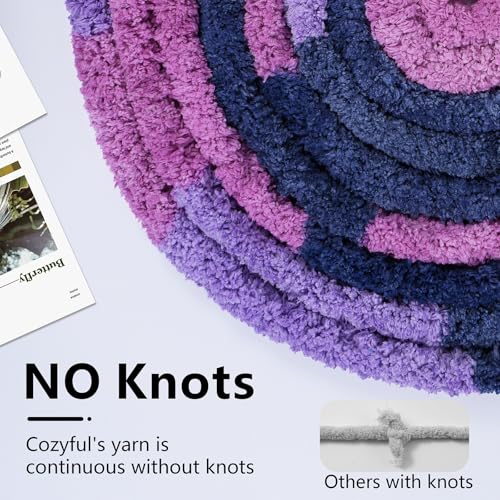 Image of Cozyful Chunky Yarn for Hand Knitting - #10 Chunky Chenille Blanket Yarn, Jumbo Big Thick Chunky Yarns for Crocheting, Tie Dye Bulky Knit Yarns, 8 Skein (20 yds 8 oz Each Skein), Multi Purple