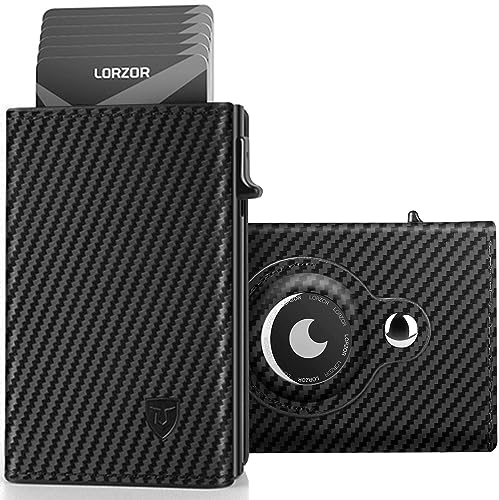 Mens Wallet for Apple AirTag - Genuine Leather Minimalist Pop up Smart Wallet for Men, Air Tag Holder, Slim RFID, Modern Mens Wallet (AirTag Not Included)