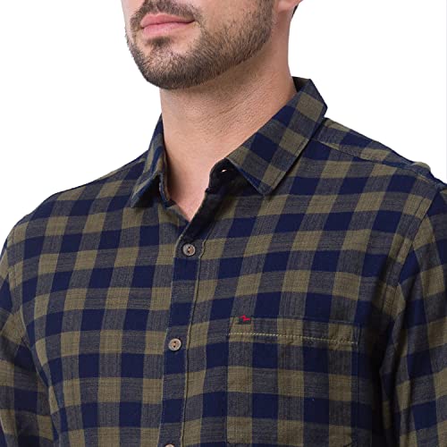 Image of Spykar Men's Cotton Checked Slim Fit Shirt
