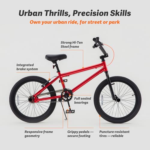 Image of RoyalBaby Kids BMX Bike 20 24 Inch, Professional Aluminum (Silver) or Sturdy Steel (Red /Black), Freestyle Street Bicycle for Beginners & Advanced Riders, Easy Assembly