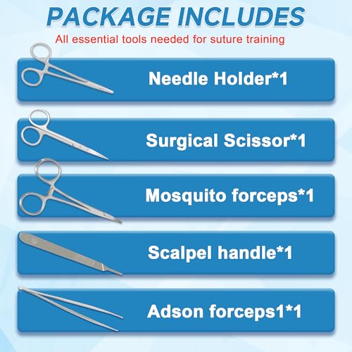 Image of Suture Practice Kit,Silicone Suturing Pad with Wound Closure Trainer for Nursing,Vet and Medical School Training,Education Only.