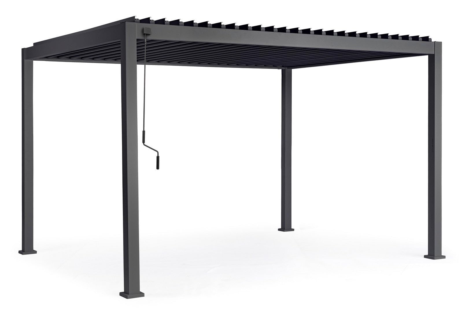 Pergola Bioclimatica Luxury con struttura in alluminio Antracite, tetto lamellare orientabile, da giardino e veranda (3 x 6 mt)